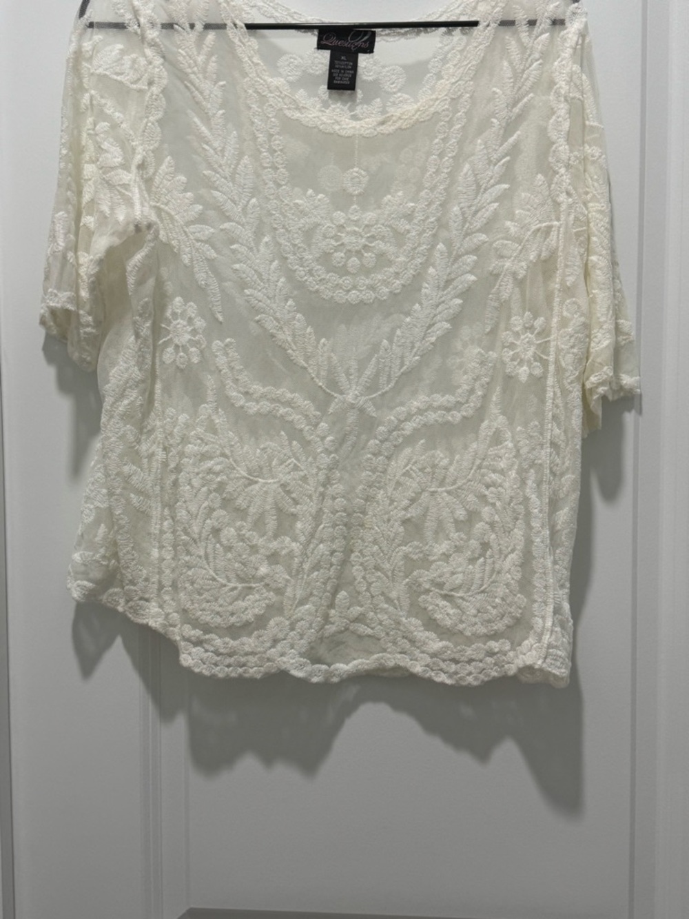 White Embroidered Sheer ladies top